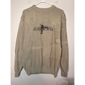 1980s Carmel Embroidered Golf Course Country Club Scenic Landscape 3D Sweater M